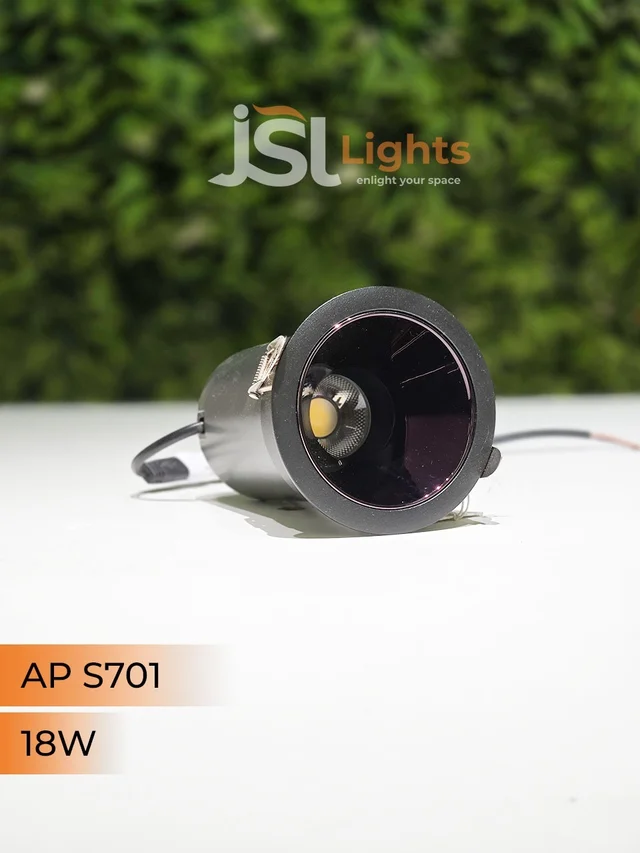 APRA S 701 18W BK PB Round Deep Recessed COB Downlight - 18W, 4000K