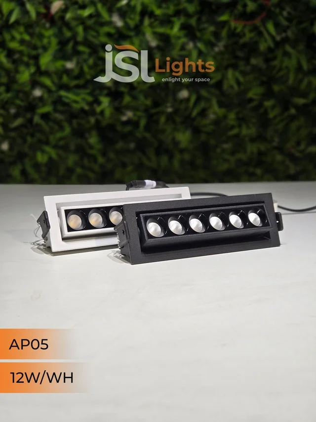 APRA AP05 12W Recessed Linear COB Downlight - Natural White | White GB Finish Adjustable 6-Lens Ceiling Focus Spotlight - 12W, 4000K, White