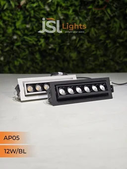 APRA AP05 12W Recessed Linear COB Downlight - Natural White | Black GB Finish Adjustable 6-Lens Ceiling Focus Spotlight - 12W, 4000K, Black