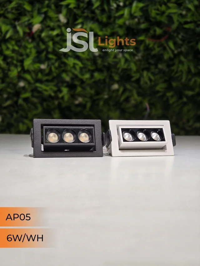 APRA AP05 6W Recessed Linear COB Downlight - Natural White | White GB Finish Adjustable 3-Lens Ceiling Focus Spotlight - 6W, 4000K, White
