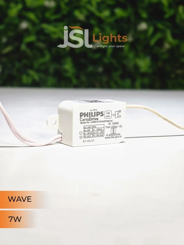JSL WAVE 7W Deep Recessed COB Downlight - Natural White |White GB Finish Anti-Glare Ceiling Spotlight - 7W, 4000K