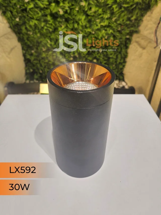LX592 30W Round Black RG Surface Cylinder Light - 30W, 4000K