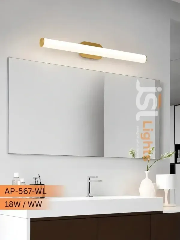 AP-567 18W LED Mirror Front Light | Luxury Gold Wall Light | Warm White Anti-Rust Bathroom Vanity & Dressing Table Lighting