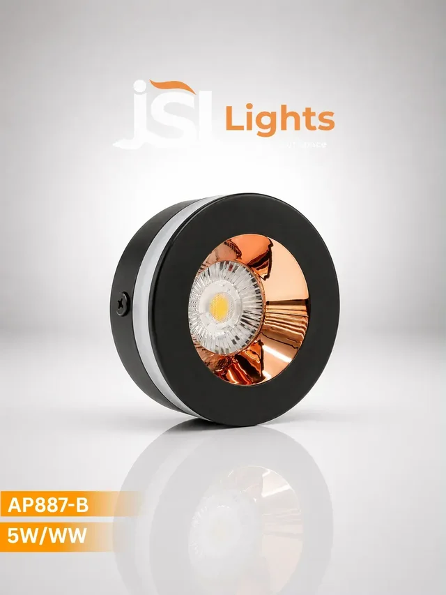 APRA LED AP887-B 5W Surface COB Spotlight - Matte Black & Rose Gold Reflector -Warm White Ceiling Light