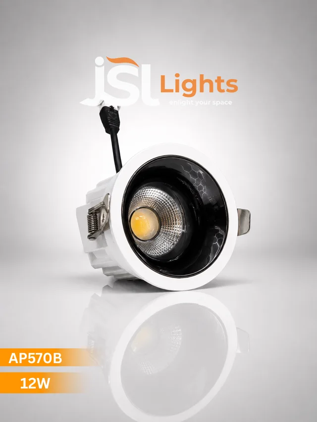 APRA AP570B 7W Wave Recessed COB Downlight - Warm White Premium White GB Finish Anti-Glare Ceiling Focus Spotlight - 12W, 3000K, White GB