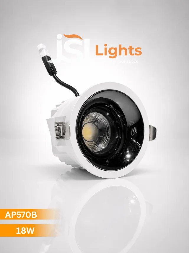 APRA AP570B 7W Wave Recessed COB Downlight - Warm White Premium White GB Finish Anti-Glare Ceiling Focus Spotlight - 18W, 4000K, White GB
