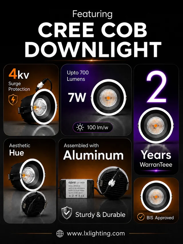 APRA AP-505 7W COB LED Recessed Downlight - Premium Black Ceiling Spotlight - Warm White Anti-Glare Concealed Light - 7W, 3000K