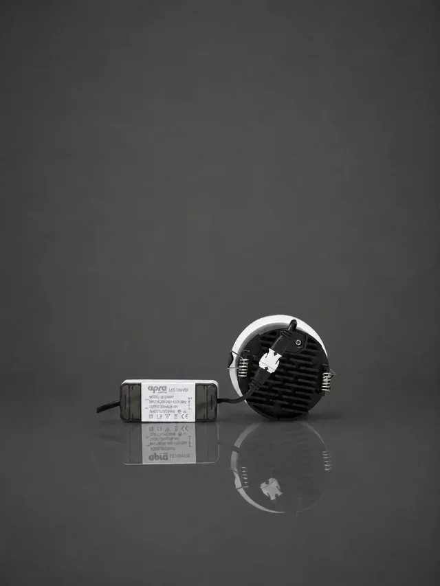 APRA AP-505 7W COB LED Recessed Downlight - Premium Black Ceiling Spotlight - Warm White Anti-Glare Concealed Light - 7W, 3000K