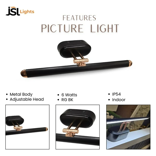 LX 776 6W White Rose Gold Picture Light | Wholesale & Importer Price – JSL Lights - 6W, Black RG