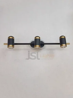 LX 087 17W Black Gold Wall Mirror Light Warm White - 17W, Black GD