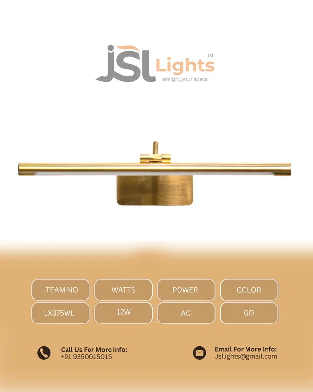 LX 375 12W Golden Wall Mirror Light 3CCT - 12W, GD