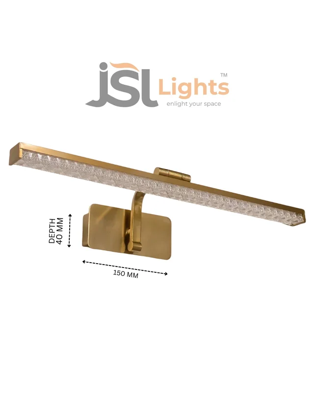 LX LED LX 373 12W Gold Finish LED Wall Mirror Light with 3 CCT | Picture Light - Pack of 2
