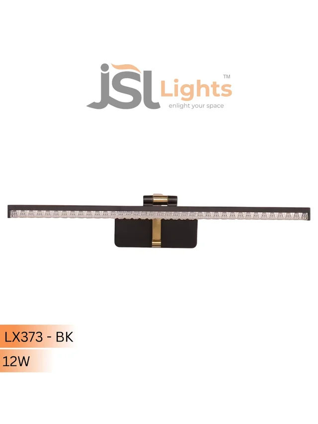 LX LED LX 373 12W Black Rose Finish LED Wall Mirror Light with 3 CCT Colour Changing | Picture Light - Pack of 2