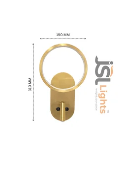 LX915 6+3W Dual LED Bedside Wall Light - Premium Brushed Gold Ring Backlight with Adjustable 3W Focus Reading Spotlight & Dual Switches - 1 pcs