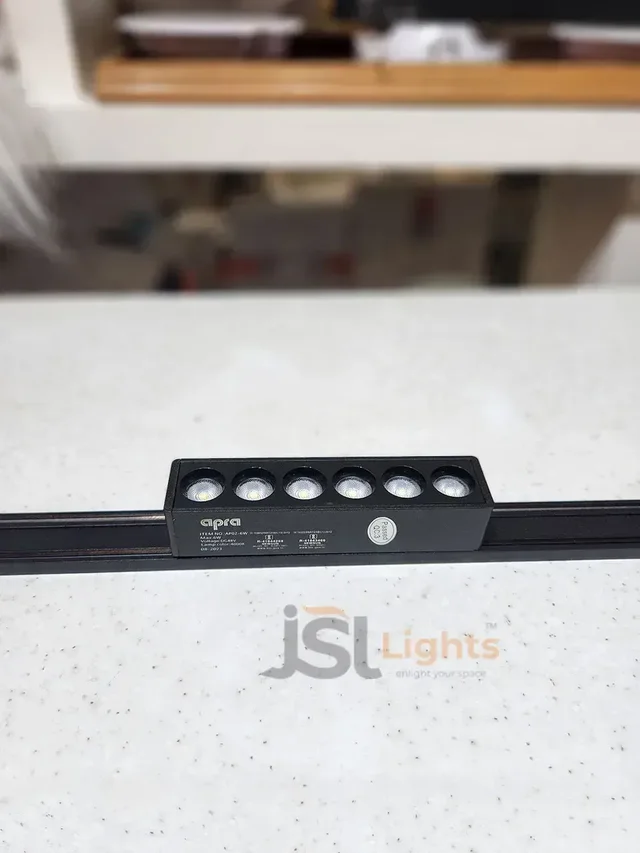 APRA MG-02 6W COB Grill Light - Warm White Ultra Slim Magnetic Track Spotlight, 6-Head Linear Architectural LED Fixture ( Matte Black ) - 6W, 3000K