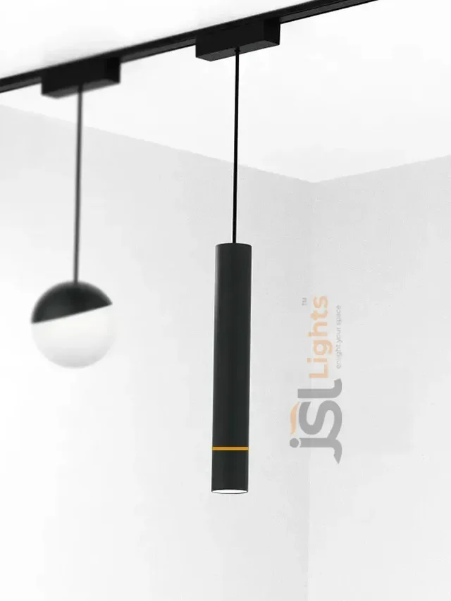 APRA MG16 6W Hanging Spot Pendant Magnetic Track Light - Natural White Cylindrical LED Pendant Fixture with Gold Ring Details (Matte Black) - 6W, 4000K