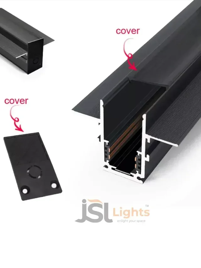 JSL LIGHT JSL Lights MT-TR202 Recessed Magnetic Track Channel 48V – Full Copper Line, DALI Compatible, Flush Mount Matte Black Aluminium Profile - 2MT