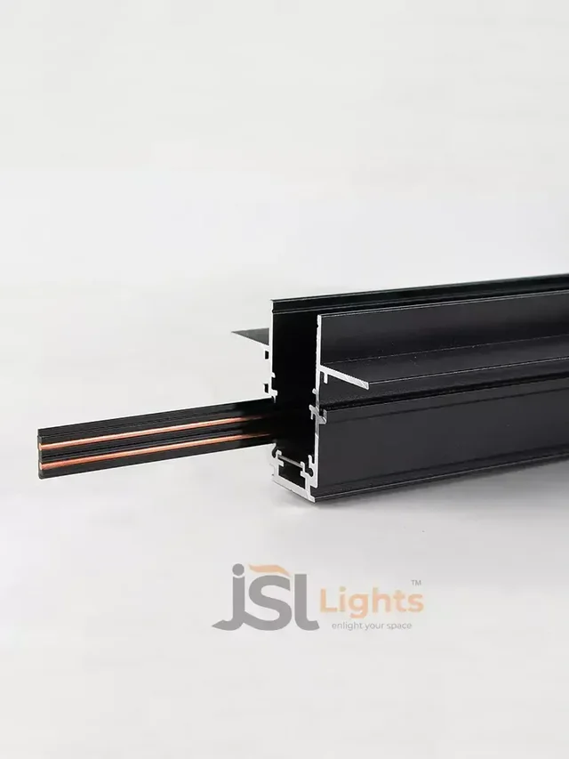 JSL LIGHT JSL Lights MT-TR202 Recessed Magnetic Track Channel 48V – Full Copper Line, DALI Compatible, Flush Mount Matte Black Aluminium Profile - 2MT