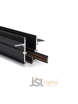 JSL LIGHT JSL Lights MT-TR202 Recessed Magnetic Track Channel 48V – Full Copper Line, DALI Compatible, Flush Mount Matte Black Aluminium Profile - 2MT
