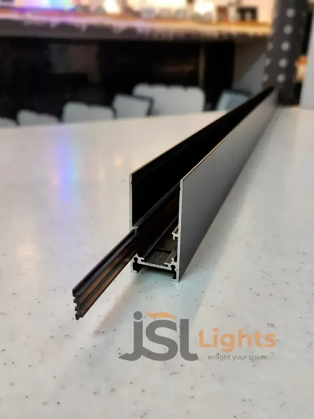 APRA MT-TR203 Surface Magnetic Track Channel - 2 Meter Architectural Profile for 48V LED Lighting Systems - Matte Black Series - MT-2Mtr Track