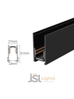 APRA MT-TR203 Surface Magnetic Track Channel - 2 Meter Architectural Profile for 48V LED Lighting Systems - Matte Black Series - MT-2Mtr Track