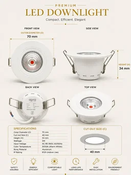 AP306 3W COB Recessed Spotlight - Anti-Glare White Body 3CCT Switchable Color - Ceiling Concealed Light - RED PINK PURPLE