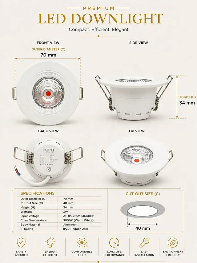 AP306 3W COB Recessed Spotlight - Anti-Glare White Body 3CCT Switchable Color - Ceiling Concealed Light - RED PINK PURPLE