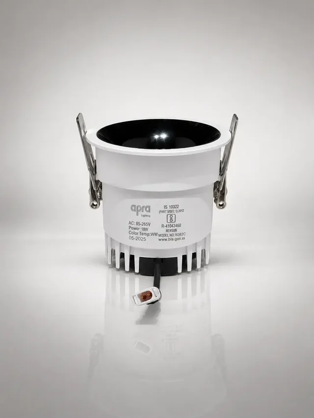 APRA AP570B 7W Wave Recessed COB Downlight - Warm White Premium White GB Finish Anti-Glare Ceiling Focus Spotlight - 18W, 3000K, White GB