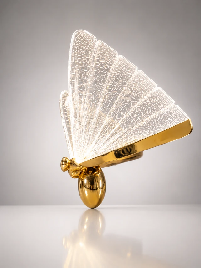 APRA AP102 WHITE Luxury Butterfly Hanging Pendant Light - Premium Gold Finish Warm White Textured Glass Chandelier for Bedrooms & Living Rooms - White