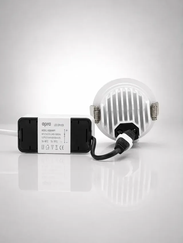 APRA AP570B 7W Wave Recessed COB Downlight - Warm White Premium White GB Finish Anti-Glare Ceiling Focus Spotlight - 7W, 3000K, White GB