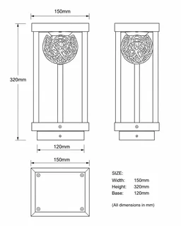 Crystal Bloom 12W Luxury Outdoor Pillar Light - Modern Matte Black Geometric Frame Gate Light with Premium Crystal Mesh Flower Bowl - 12W