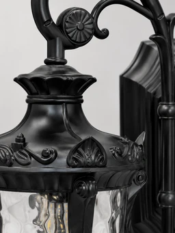 APRA AP33 Dual Black Luxury Double-Head Wall Light - Antique Matte Black Gate & Wall Light with Textured Water-Glass Cups ( WITHOUT BULB )