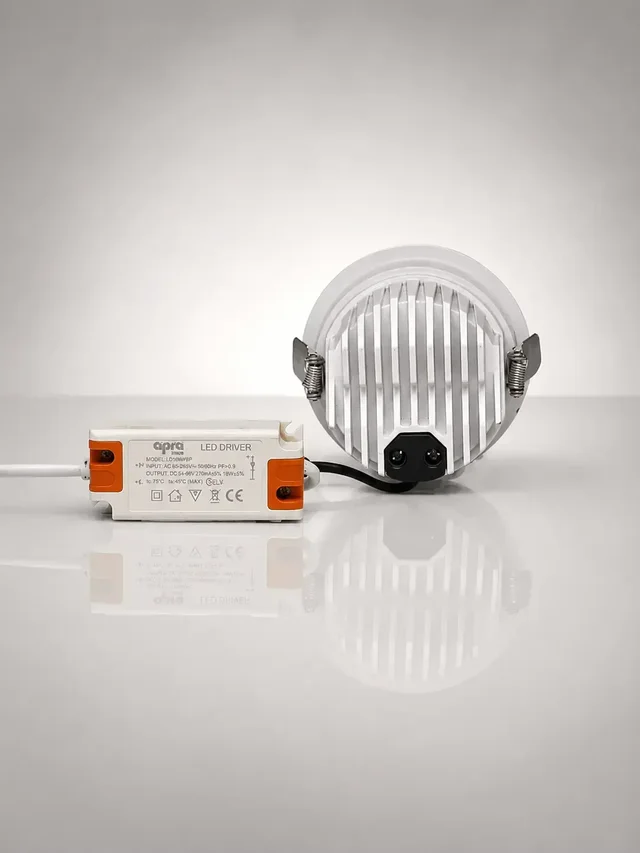 APRA AP570B 7W Wave Recessed COB Downlight - Warm White Premium White GB Finish Anti-Glare Ceiling Focus Spotlight - 18W, 3000K, White GB