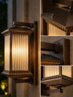AB705 Heritage wall Brown Luxury Outdoor Wall Lantern - Premium Ribbed Glass Exterior Gate & Pillar Light with Antique Bronze Finish ( WITHOUT BULB )