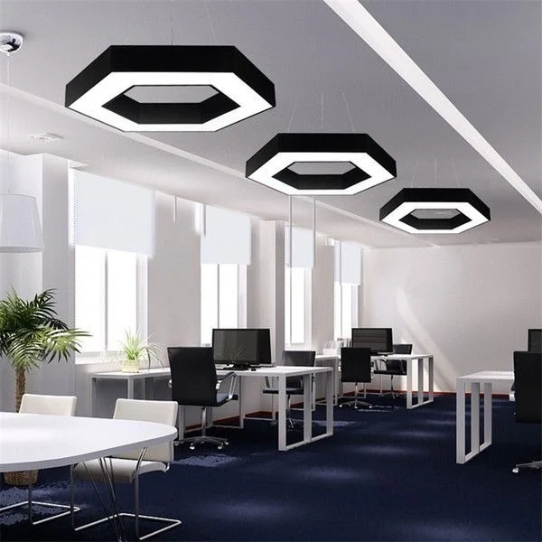 JSL LIGHT JSL Lights Hexa Ring LED Hanging Light for Office & Gym | Custom Aluminium Profile Light with Osram LED, Philips/Fulham Driver & 2-Year Warranty - 750mm