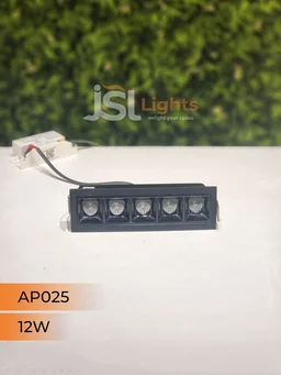 APRA AP 025 12W Black Linear Recessed COB Spotlight - 12W, 4000K