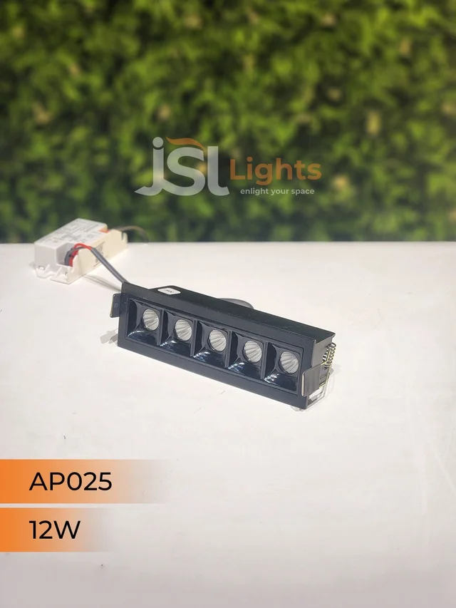 APRA AP 025 12W Black Linear Recessed COB Spotlight - 12W, 4000K