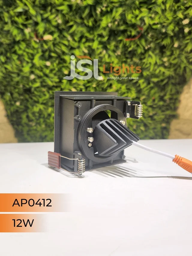 APRA AP 0412 12W Black Square Recessed Linear COB Downlight - 12W, 3000K, Black