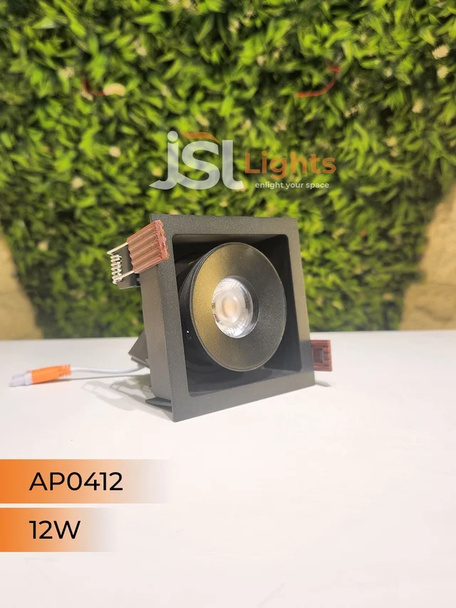APRA AP 0412 12W Black Square Recessed Linear COB Downlight - 12W, 3000K, Black