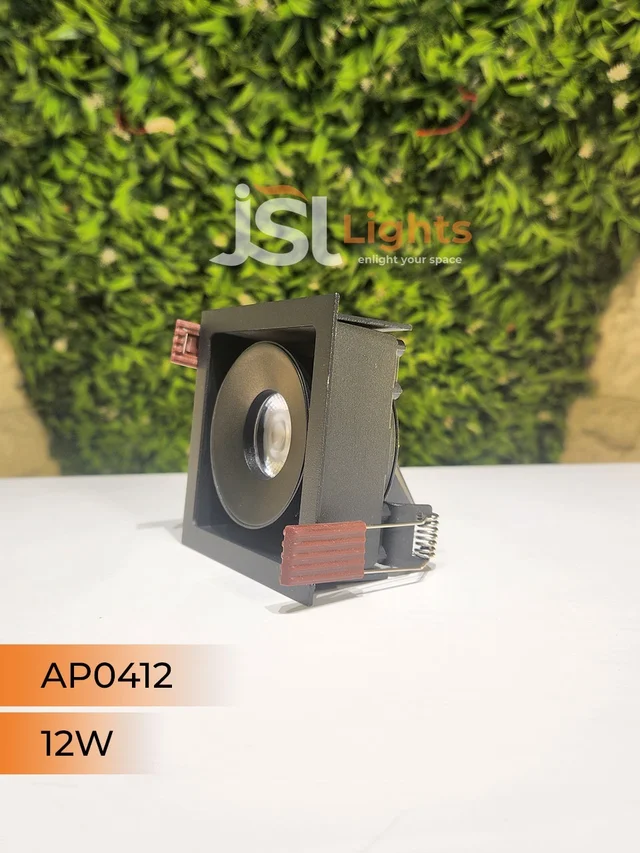 APRA AP 0412 12W Black Square Recessed Linear COB Downlight - 12W, 3000K, Black