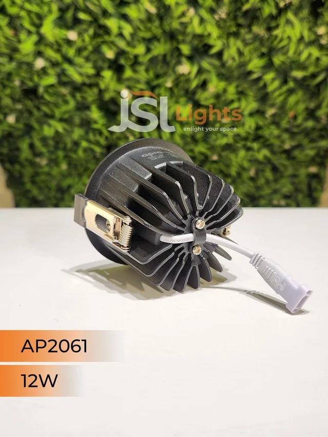 APRA AP2061 12W Black Body COB LED Downlight - Deep Recessed Design with PB Reflector - Warm White Professional Ceiling Spotlight - 12W, 3000K, Black PB