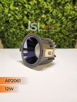 APRA AP2061 12W Black Body COB LED Downlight - Deep Recessed Design with PB Reflector - Natural White Professional Ceiling Spotlight - 12W, 4000K, Black PB