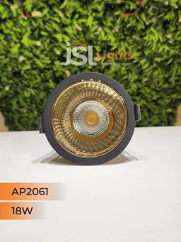 APRA AP2061 18W Black Body COB LED Downlight - Deep Recessed Design with GD Reflector - Natural White Professional Ceiling Spotlight - 18W, 4000K, Black GD