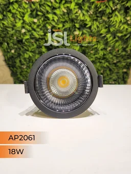 APRA AP2061 18W Black Body COB LED Downlight - Deep Recessed Design with PB Reflector - Natural White Professional Ceiling Spotlight - 18W, 4000K, Black PB