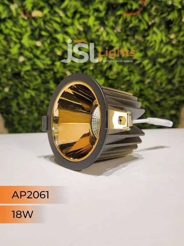 APRA AP2061 18W Black Body COB LED Downlight - Deep Recessed Design with GD Reflector - Natural White Professional Ceiling Spotlight - 18W, 4000K, Black GD