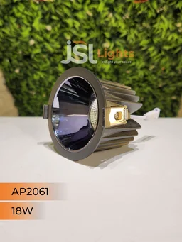 APRA AP2061 18W Black Body COB LED Downlight - Deep Recessed Design with PB Reflector - Natural White Professional Ceiling Spotlight - 18W, 4000K, Black PB