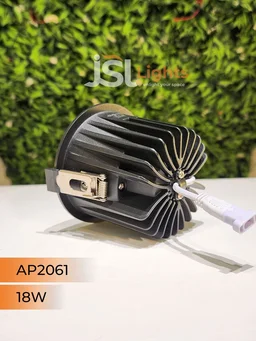 APRA AP2061 18W Black Body COB LED Downlight - Deep Recessed Design with GD Reflector - Natural White Professional Ceiling Spotlight - 18W, 4000K, Black GD