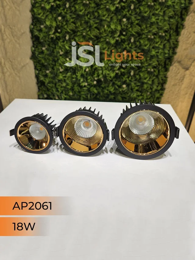 APRA AP2061 18W Black Body COB LED Downlight - Deep Recessed Design with GD Reflector - Natural White Professional Ceiling Spotlight - 18W, 4000K, Black GD
