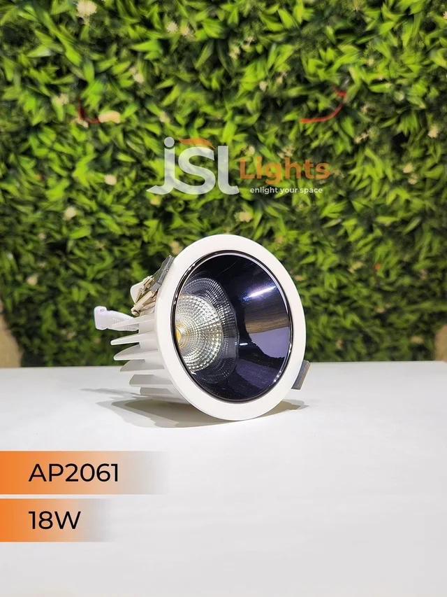 APRA AP2061 18W Architectural COB Downlight, White Body with PB Reflector - Natural White Anti-Glare Focus Light for Modern Interiors - 18W, 4000K, White PB