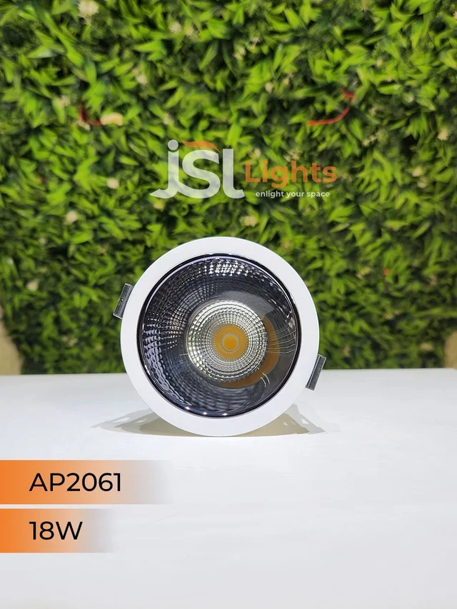 APRA AP2061 18W Architectural COB Downlight, White Body with PB Reflector - Natural White Anti-Glare Focus Light for Modern Interiors - 18W, 4000K, White PB